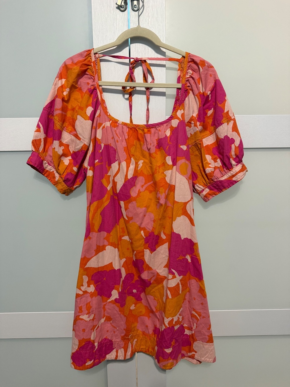 Free Assembly Floral Puff Sleeve Mini Dress XL
